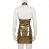 European American Sequin Halter Bodycon Mini Dress