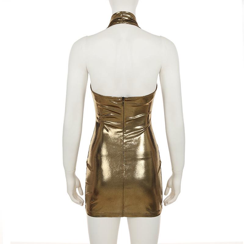 European American Sequin Halter Bodycon Mini Dress