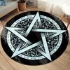 1 Stück Hexerei Fünfeck Totenkopf Druck Rutschfester Runder Teppich - Polyester Kristall Samt Stuhlkissen für Wohnzimmer, Schlafzimmer