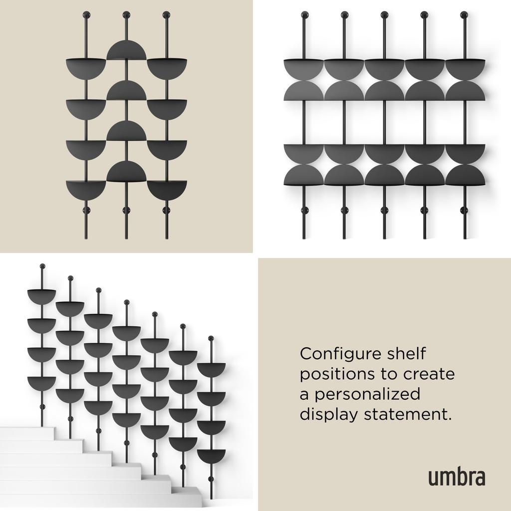Official Umbra Solis Adjustable Black Shelf, 4-Piece Set,