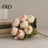Home Decor Silk Flowers 7 Heads Artificial Peony Flowers, Vintage Fake Flower Arrangements Wedding Blue Bouquet Bouquets Decorations, Floral