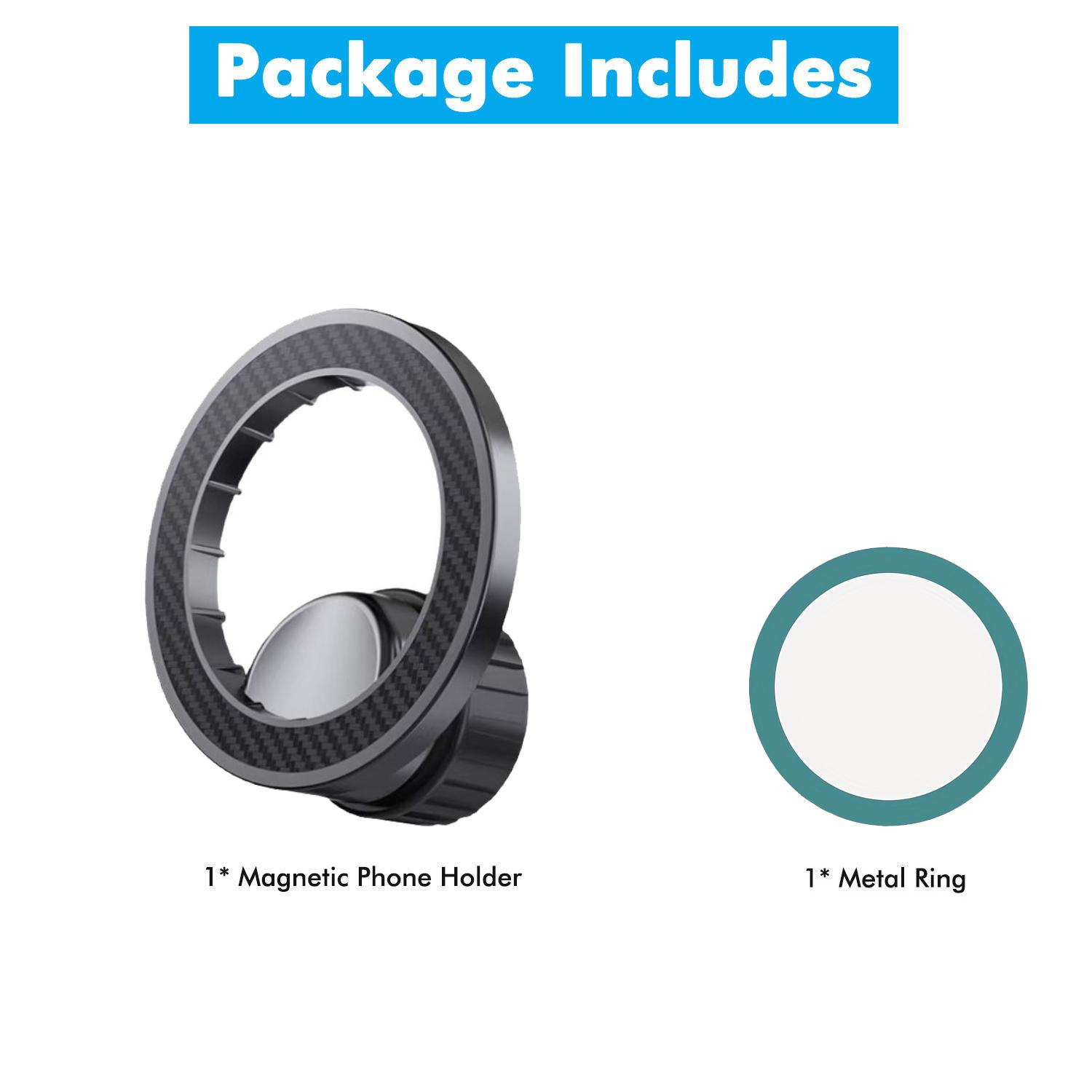 

Magnetic Ring Phone Holder Mount 360° Adjustable - 17mm Ball Head Compatible 14 13 12 for Car Vent Dashboard Windshield чёрный