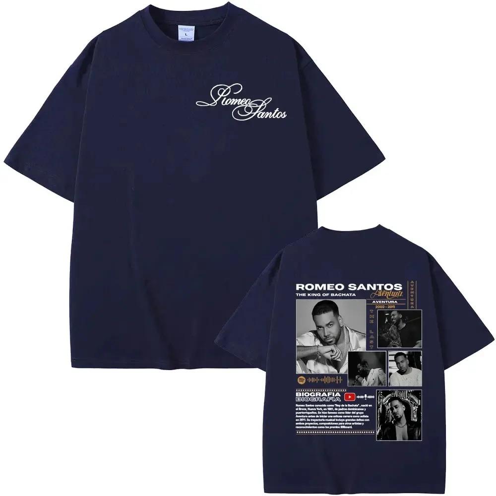 T-Shirt Bachata Romeo Santos Stile Vintage Foto Era Aventura Stampa Fotografica Cotone Nero Streetwear Merchandising per Fan
