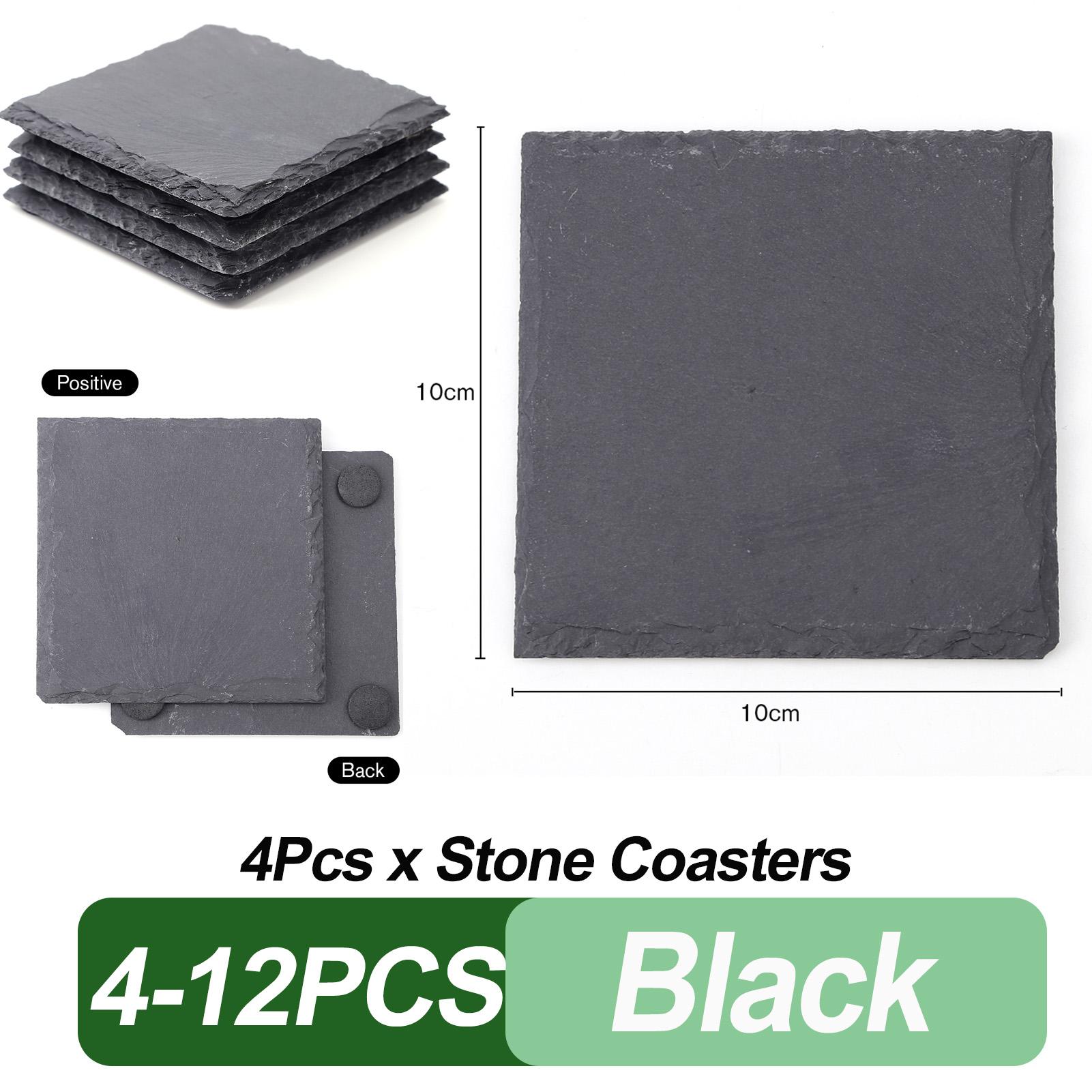 

4-12 шт. многоразовых подставок из натурального камня, противоскользящие квадратные подставки под напитки из сланца для чашек, бара, кухонного коврика для чашки, подставки под напитки для дома 4PCS