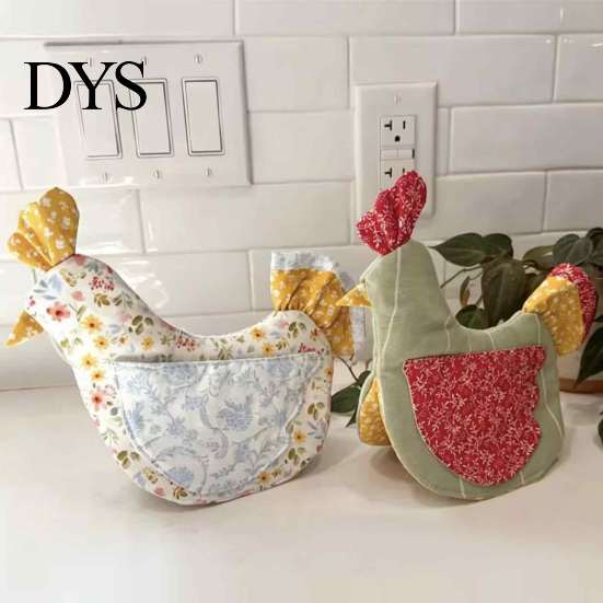 Handmade Chicken Kitchen Decor 2PCS Insulated Oven Mitts, Cute Shape Pot Holders, Heat Resistant Holders Cotton Gloves, for Farmhouse And Baking