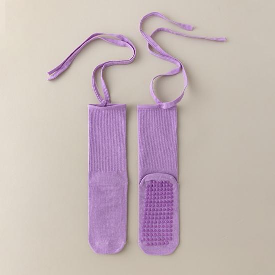 1 Pair Yoga Socks Pure Color Lace-up Elastic Compression Support Yoga Fitness Dance Socks with Silicone Anti-Slip Soles