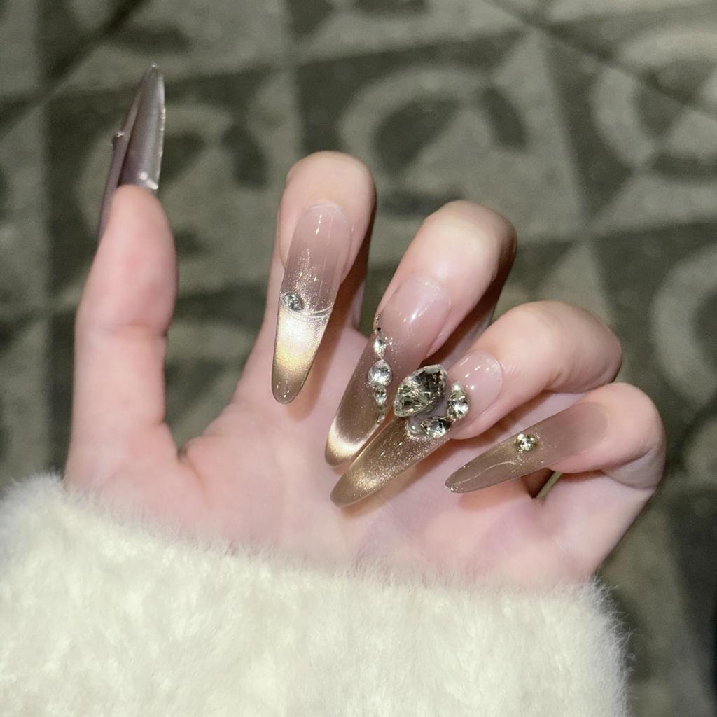 Dorisun Cat Eye Luxury Manicure: Flash Zircon Diamond Artisan Nails