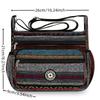 Women's Stylish Black & White Striped Nylon Crossbody Bag - Spacious Multi-Zipper Design with Geometric Pattern, Adjustable Strap & Front Pocket