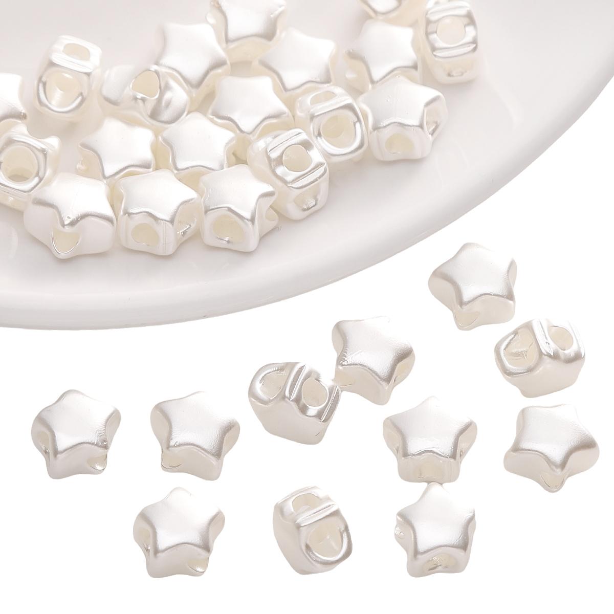 

Acrylic Pearl Five-star Four-way Beads For DIY Necklace Bracelet Earrings Jewelry Making Craft Accessories 9x8mm 10pcs