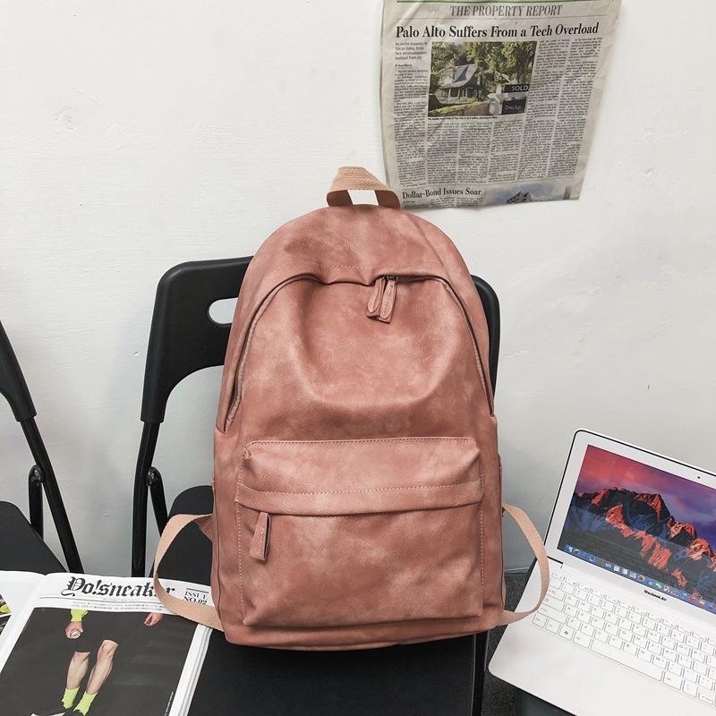 PU soft leather schoolbag female Japanese college students leisure travel backpack male fashion large capacity leisure computer backpack