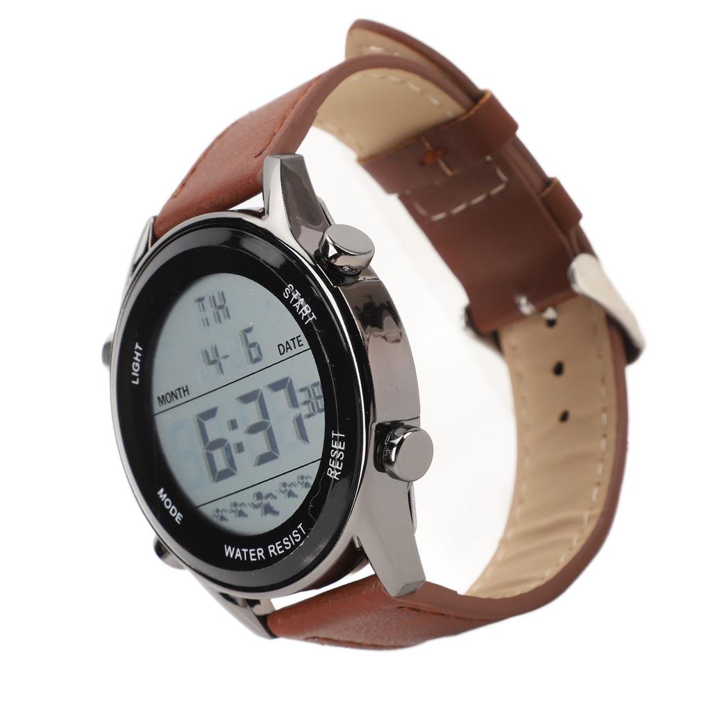 Men Digital Watch Dual Time Stopwatch Calendar Alarm Clock Waterproof Sports Watch with EL Luminous Coffee