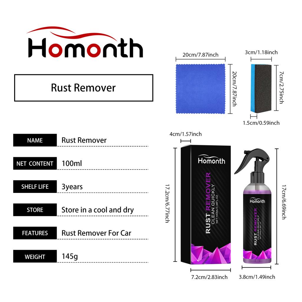 Paint Rust Inhibitor Paint Rust Remover Derusting Spray Car Rust Removal Spray Car Wheel Hub Rust Remover Car Accessories