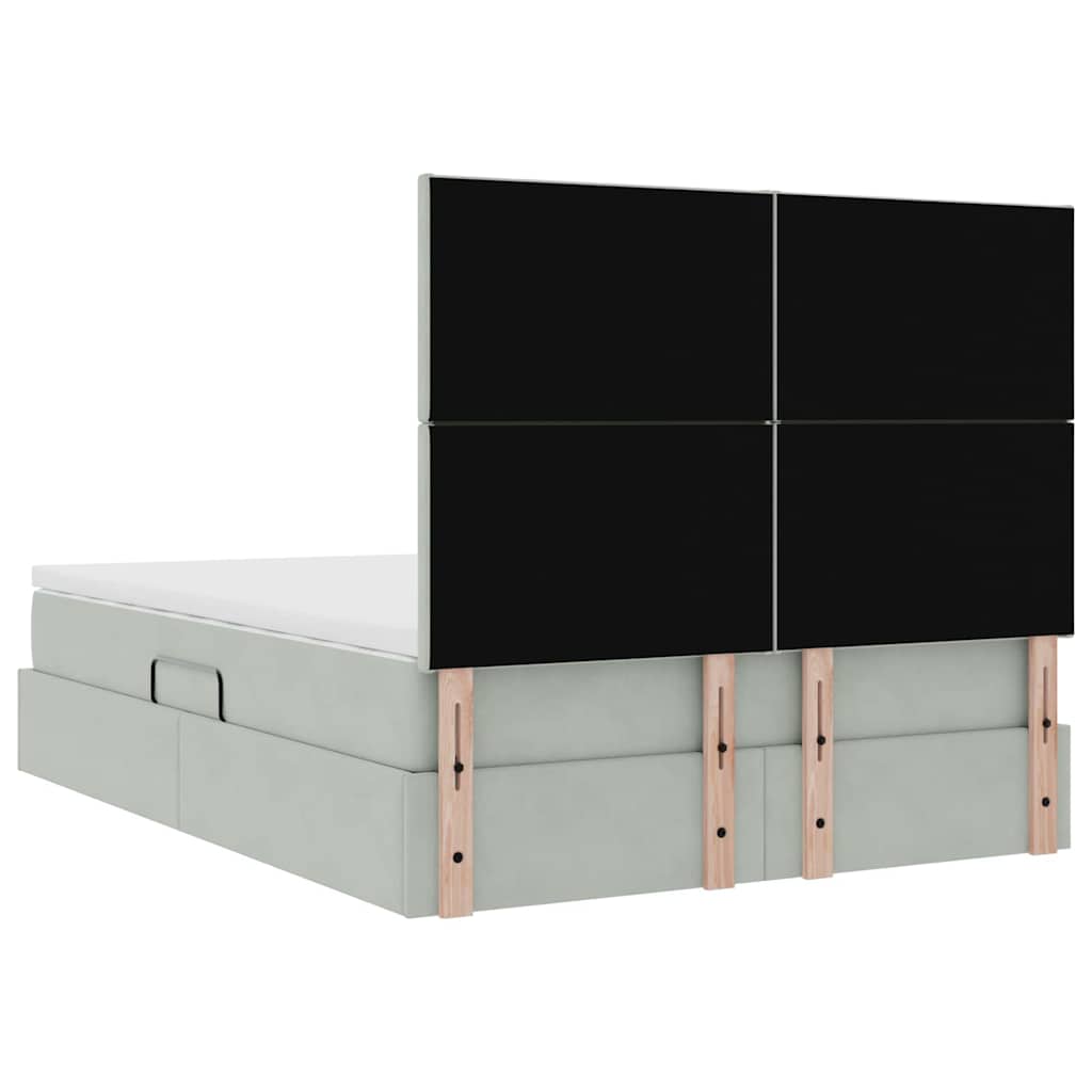 Storage Bed with Mattress Light Grey 140 x 200 cm Velvet
