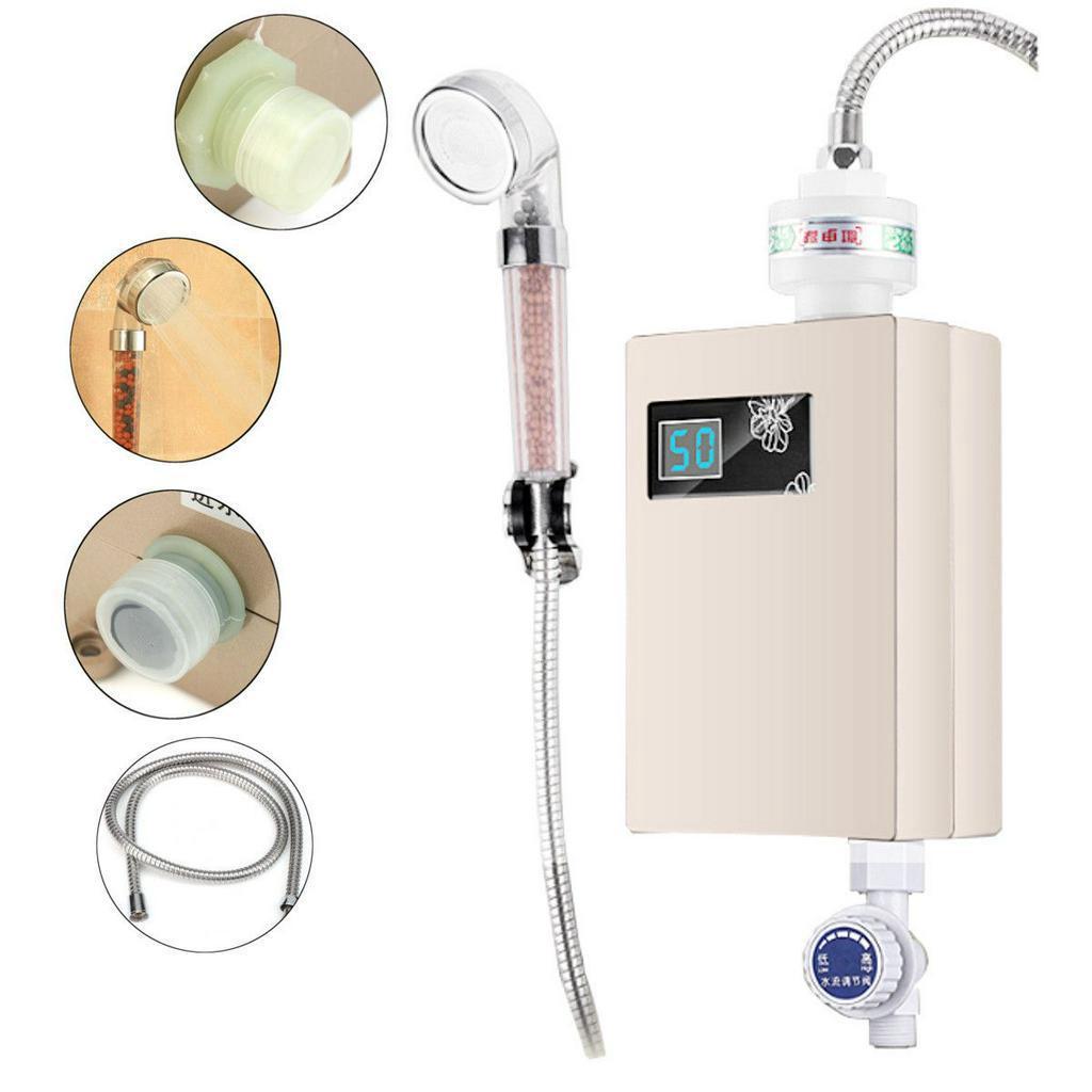 220V Electric Hot Tankless Water Heater Bathroom Kitchen Instant Water Heater Temperature display Heating Shower Universal 3000W