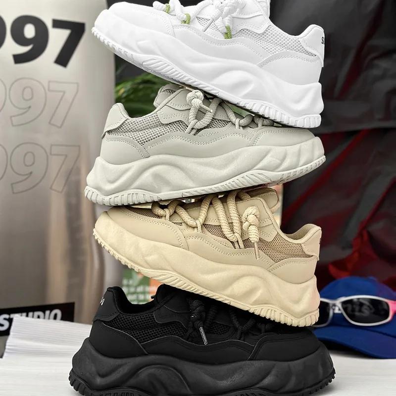 

Men’s Vulcanized Sneakers Street Style Platform Walking Shoes for Men New Outdoor Casual Bread Shoes 2024 Zapatos De Hombre 39 белый