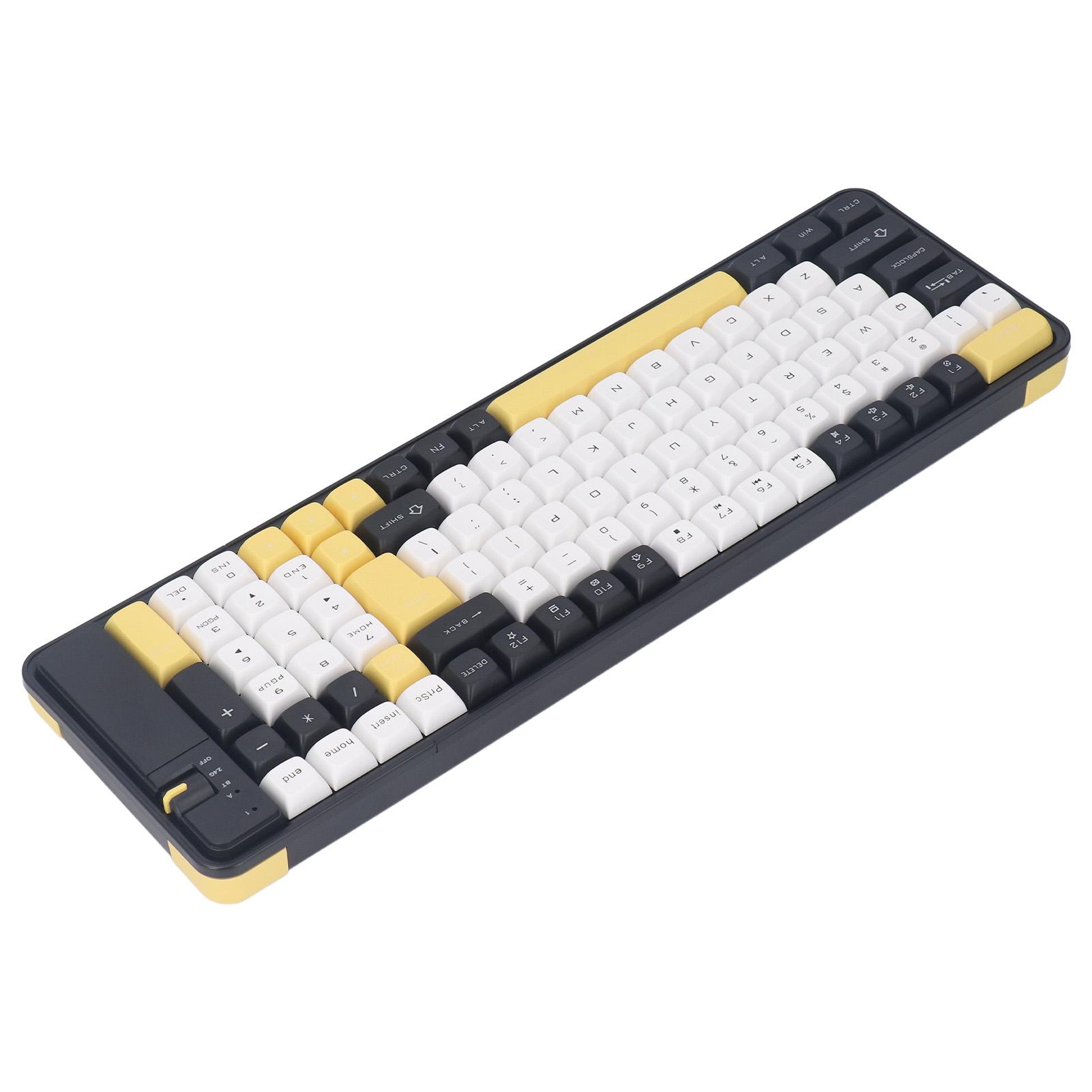 

Беспроводная Bluetooth клавиатура и мышь, двойной режим, 100 клавиш, игровая клавиатура, набор с мышкой 1600 точек на дюйм жёлтый