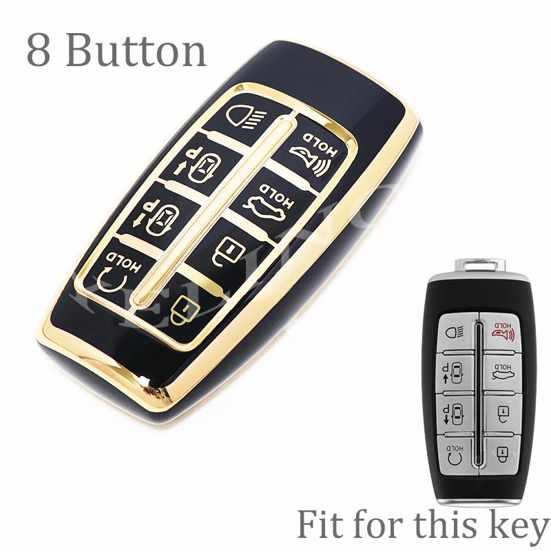 8 Button Car Tpu Key Case Cover Holder For Hyundai Genesis Gv70 Gv80 Gv90  -  Key Shell Keychain Protective Accessories