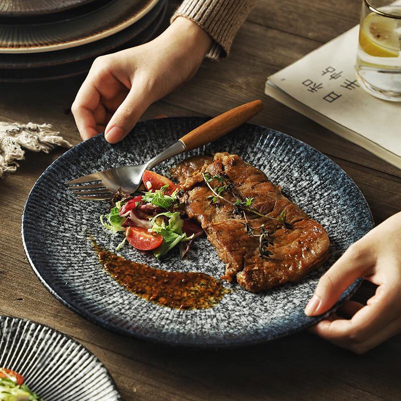 ZISIZ Japanese Style Striped Ceramic Dinner Plates