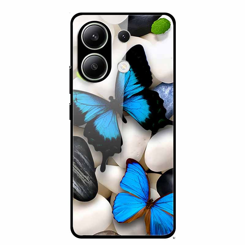 Glass Back Cover For Xiaomi Redmi Note 13 Case Note13 Pro Coque Hard Tempered Glass Case For Redmi Note 13 Pro Case Soft Bumper