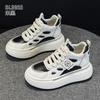 Leather high-top shoes autumn and winter new velvet warm platform cotton shoes muffin sports and leisure board shoes