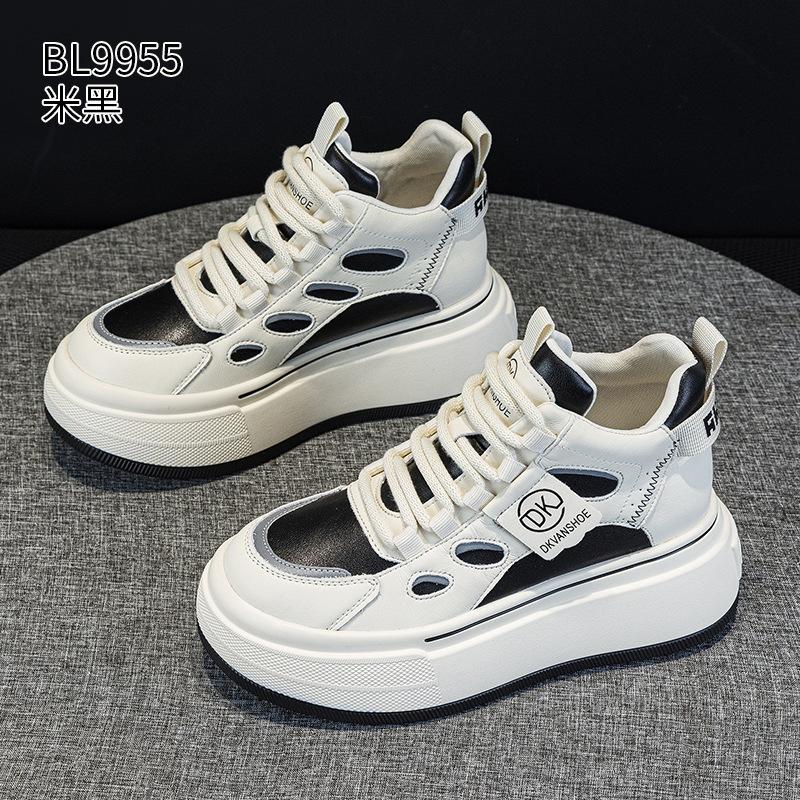 Leather high-top shoes autumn and winter new velvet warm platform cotton shoes muffin sports and leisure board shoes