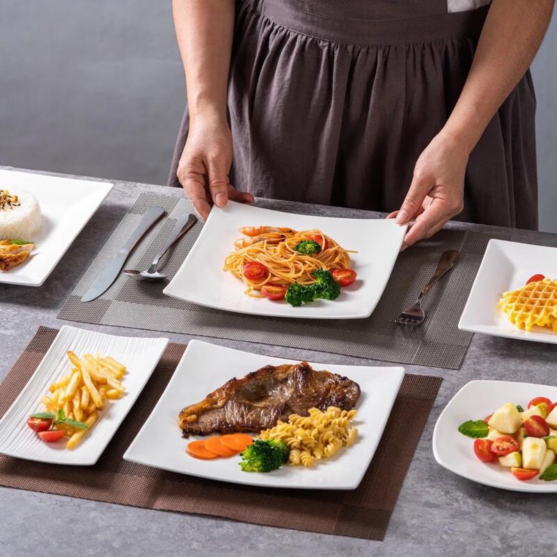 Wutuo White Ceramic Dinner Plate Set