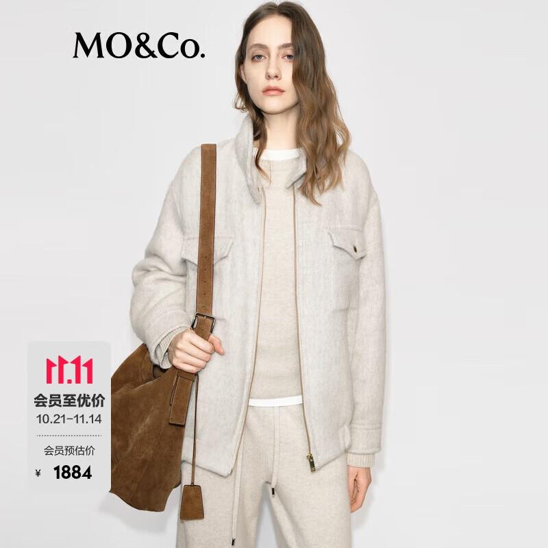 MO&Co. Women's Loose Fit Wool Blend Turtleneck Jacket