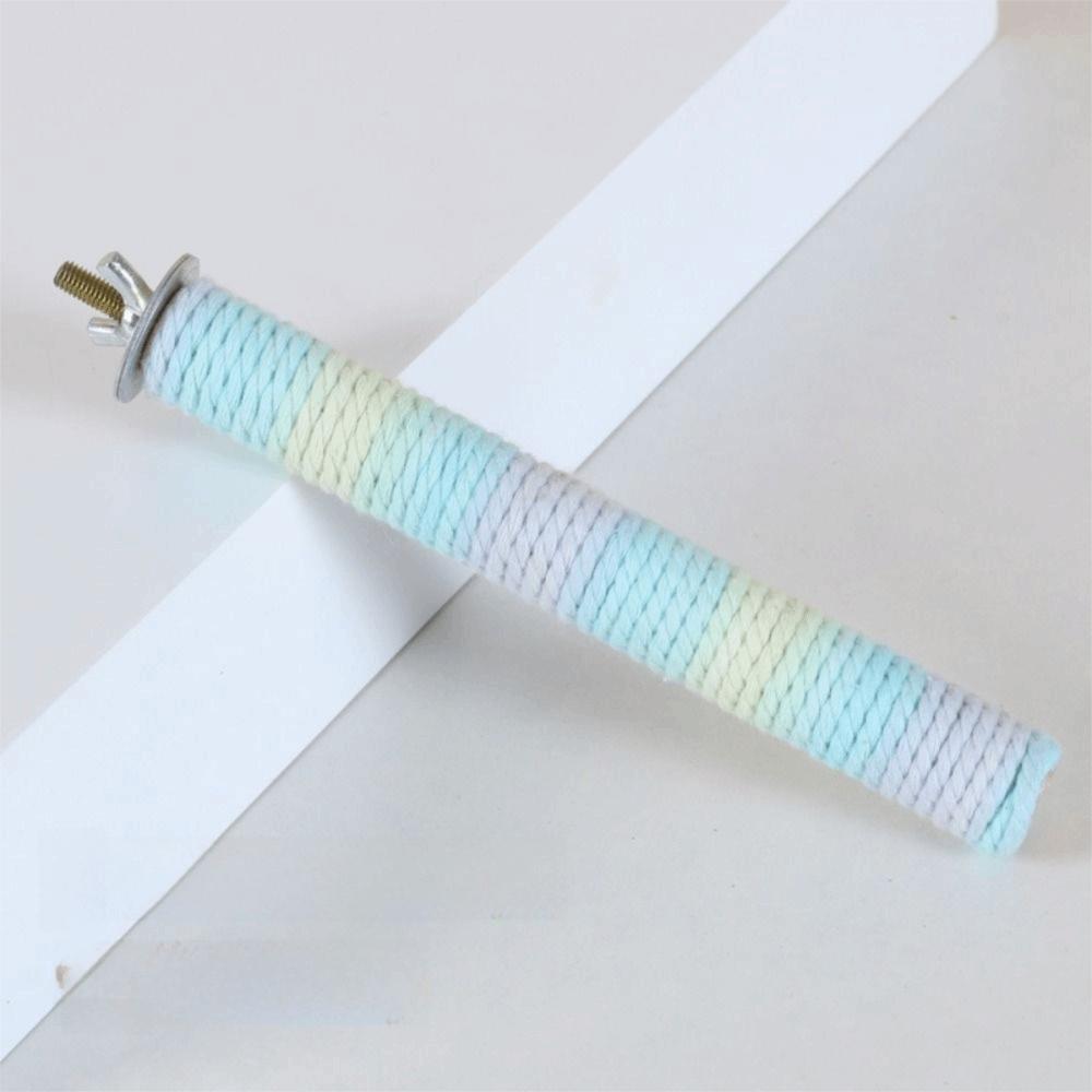 Comfortable Grip Parrot Standing Perch Cotton Rope Colorful Bird Teeth Chew Pole Non-slip Wear-resistant Bird Grinding Stand