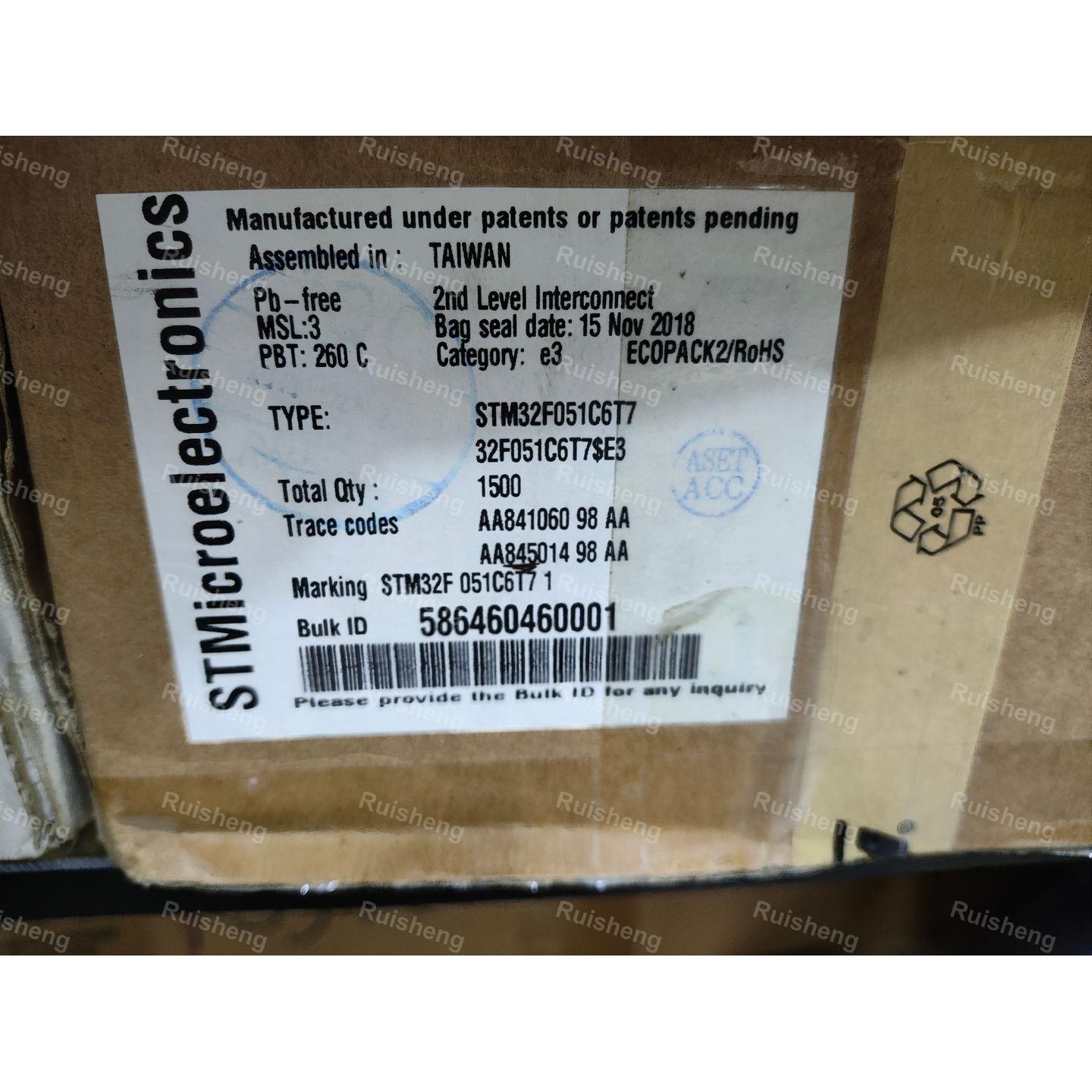 10 шт. Микроконтроллер STM32F051C6T7, 32-разрядный, линейный вход, ARM Cortex-M0, 48 МГц, 32 КБ, 8 КБ, 48-выводной, LQFP