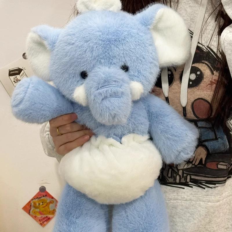 35/45cm Cute Elephant Plush Toys Kawaii Animal Doll Soft Comfy Fluffy Plushies Pillow Kids Girls Boys Birthday Gifts