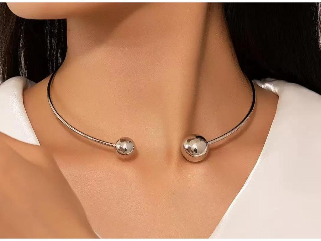 Minimalistisches Geometrisches Kreis Choker & Ring Set - Europäische & Amerikanische Mode