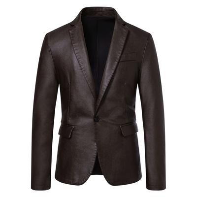 Fashion Men Leather Suits Jackets Formal Blazers Coats Good Quality Male Slim Business Casual Pu Leather Blazers Jackets