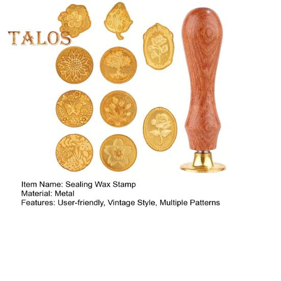 Wax Seal Stamp Set Sealing Wax Stamp Heads with Wooden Handle Multiple Patterns Wax Seal Stamp Set for Letter Greeting Cards Gifts Decoration