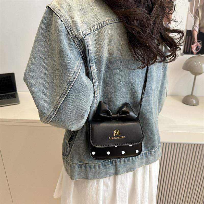 Girl Butterfly Knot Pu Mini Shoulder Bag With Cell Phone Pocket For Daily Use