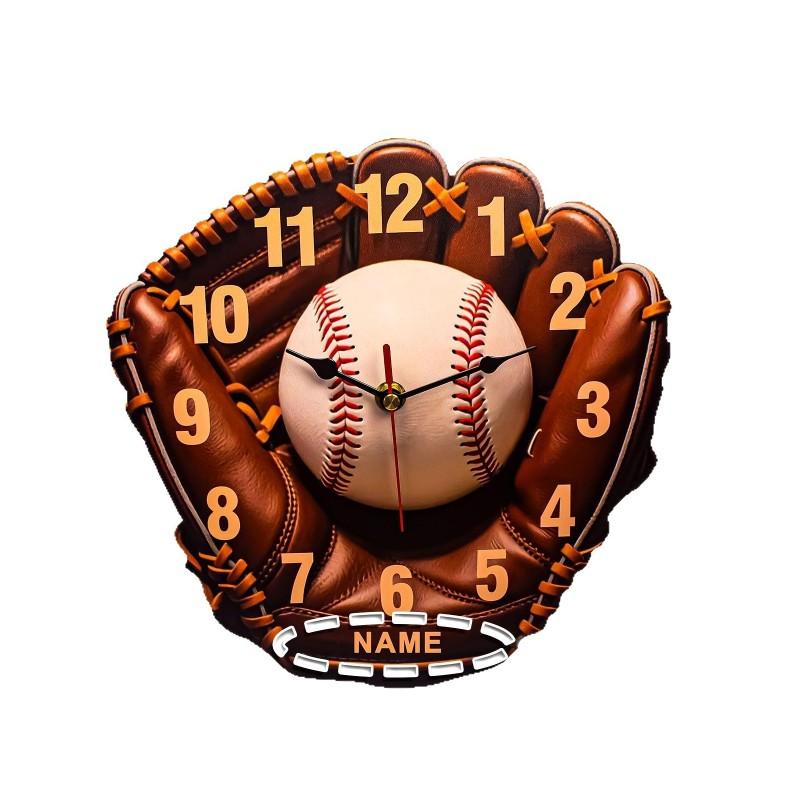 

Wooden Home Decor Baseball Glove Wall Clock-For Various Occasions And Gift Giving,Without Battery