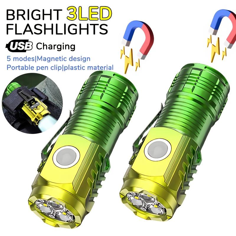 Rechargeable Flashlight with Magnetic Base and Rear Clip, Portable ABS Material for Camping,hiking,patrol,maintenance,emergency Situations,camping