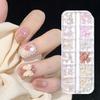 1 Set 3D Nail Art Grids Rhinestone Faux Charm 12 Pearl Bow Rose Flower Nail Design