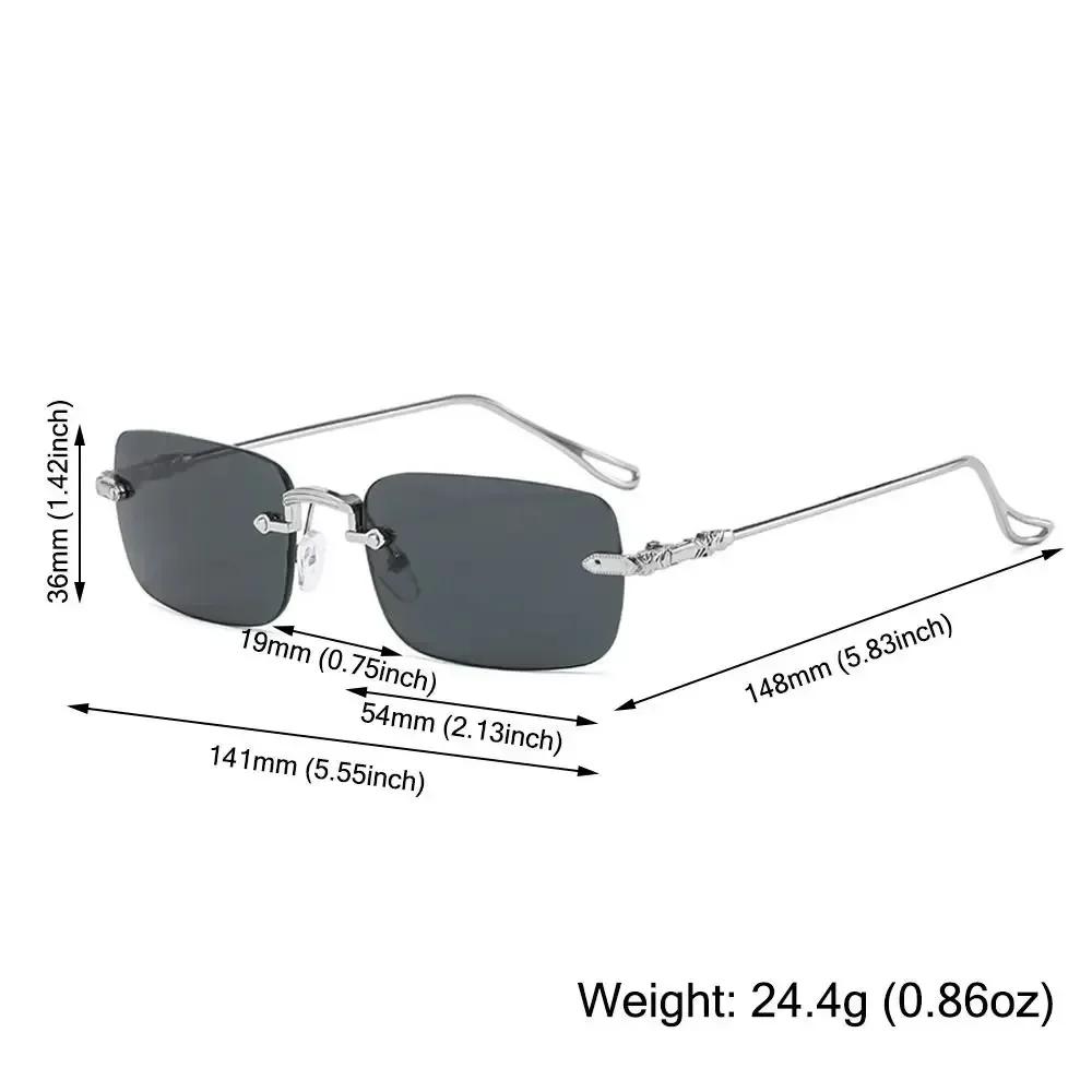 Rimless Rectangle Sunglasses Men Stylish Vintage Gradient Ocean Lenses Eyewear  New Trendy Brand Design Women Shades