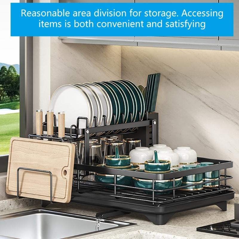 Corrosion Resistant Kitchen Dish Drainer With Center Drain Hole And Detachable Trays For Effective Dish Drying Rack