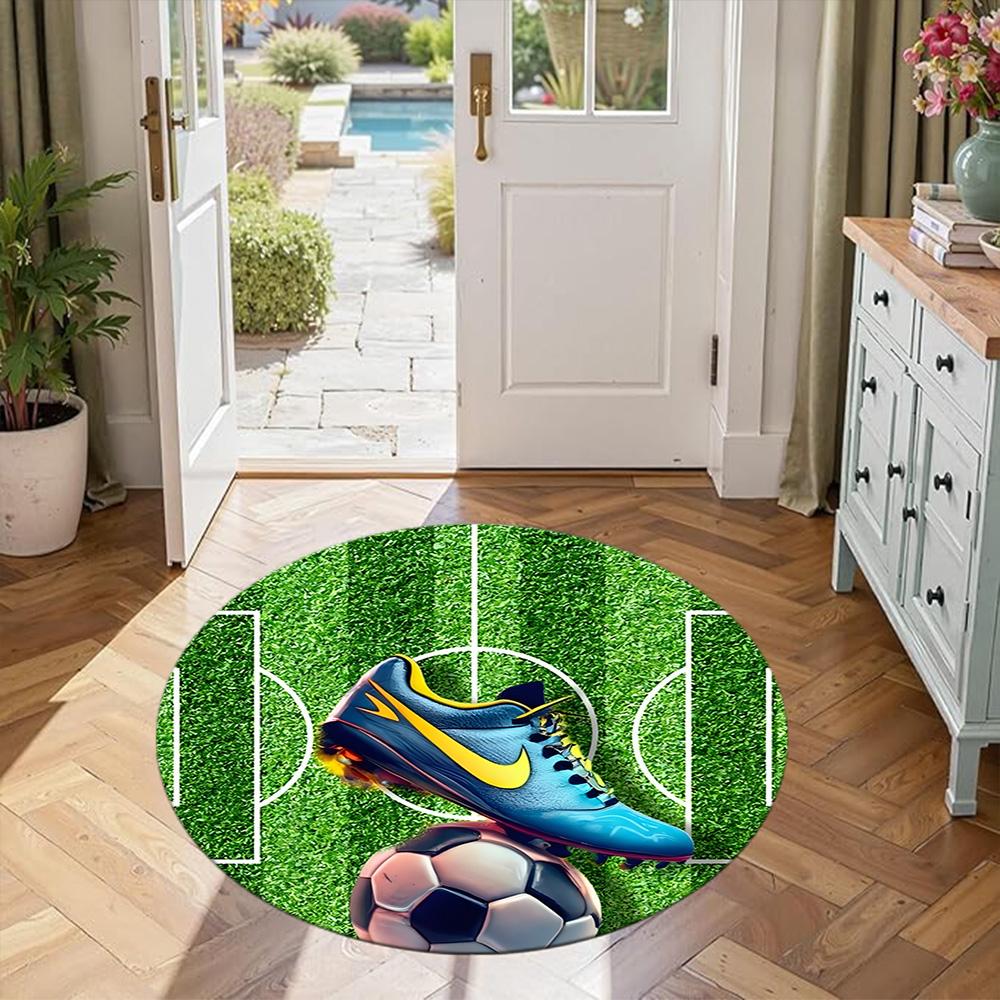 Runder Fußballteppich Geeignet für Schlafsaal Flur Wohnzimmer Außenbereich Rutschfester Runder Teppich Büros Dekorieren Perfektes Geschenk für Frauen Männer