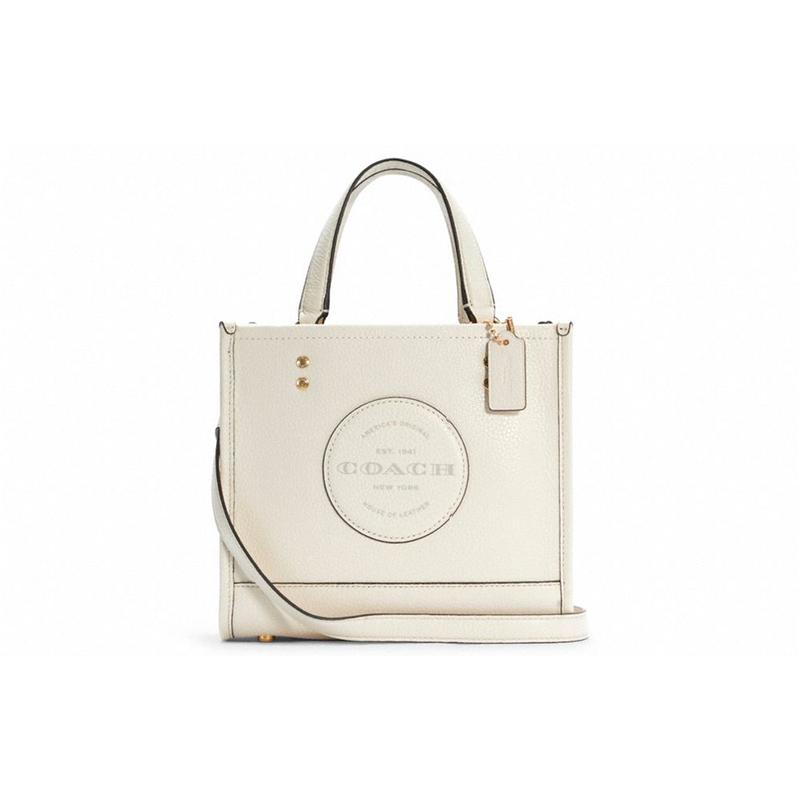 Coach Dempsey 22 Classic Detachable Shoulder Strap Cowhide Tote Bag Shopping Bag Crossbody Handbag Small Women's White