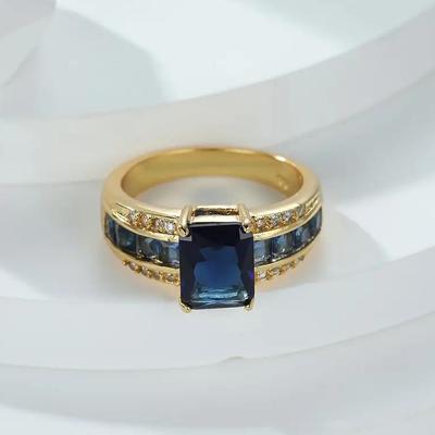 Huajie Retro Blue Fashion Ring for Women – Versatile European and American Style
