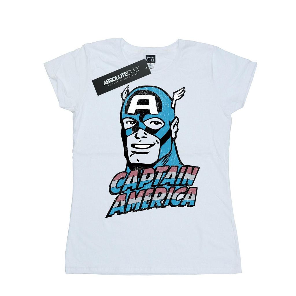 Marvel Womens/Ladies Captain America Distressed Cotton T-Shirt