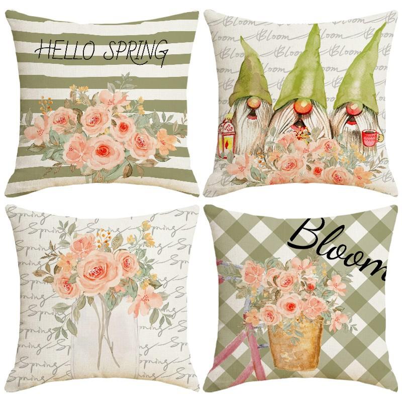 New Spring and Summer Pillowcases Living Room Decoration Linen Super Soft Sofa Cushion Cover Car Lumbar Pillow Cover