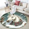 Sneeuwvlok Eenhoorn, Rond Vloerkleed, Tapijt voor Woonkamer Slaapkamer Bank Speelkamer Decoratie, Antislip Vloermat