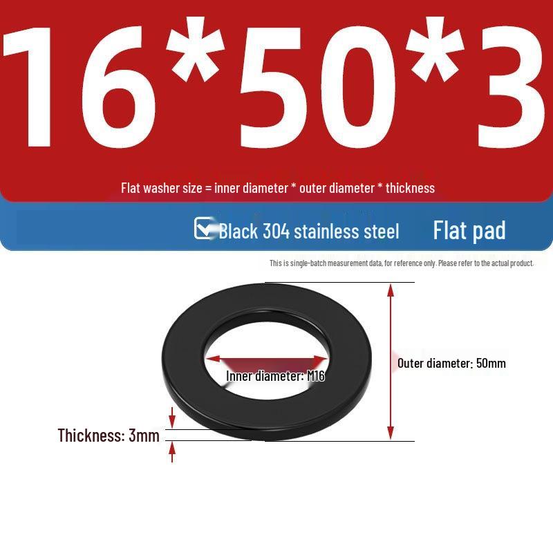 Ultra-Thin Black Zinc-Plated Stainless Steel Flat Washer (M2-M20)