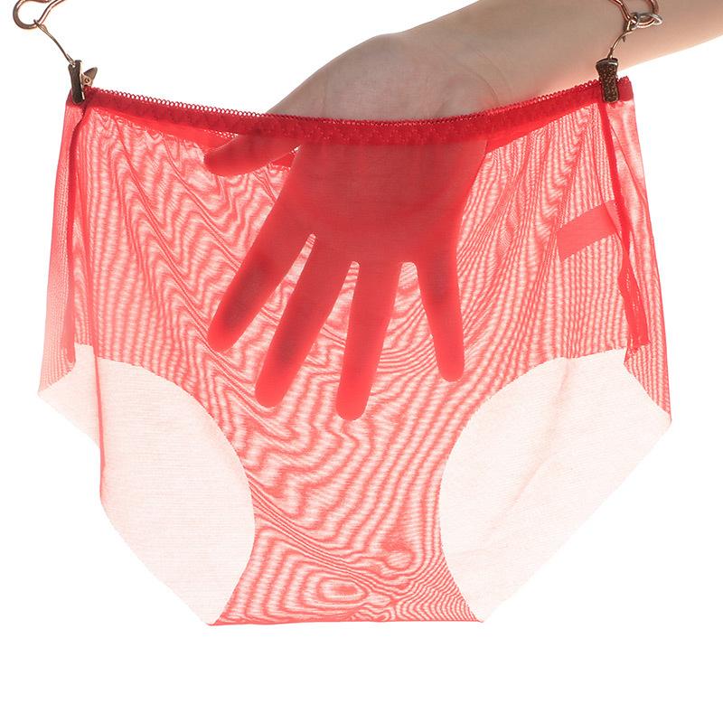 Female Transparent Underwear Low Waist Underwear Seamless Mesh Plus Size Triangle Underwear