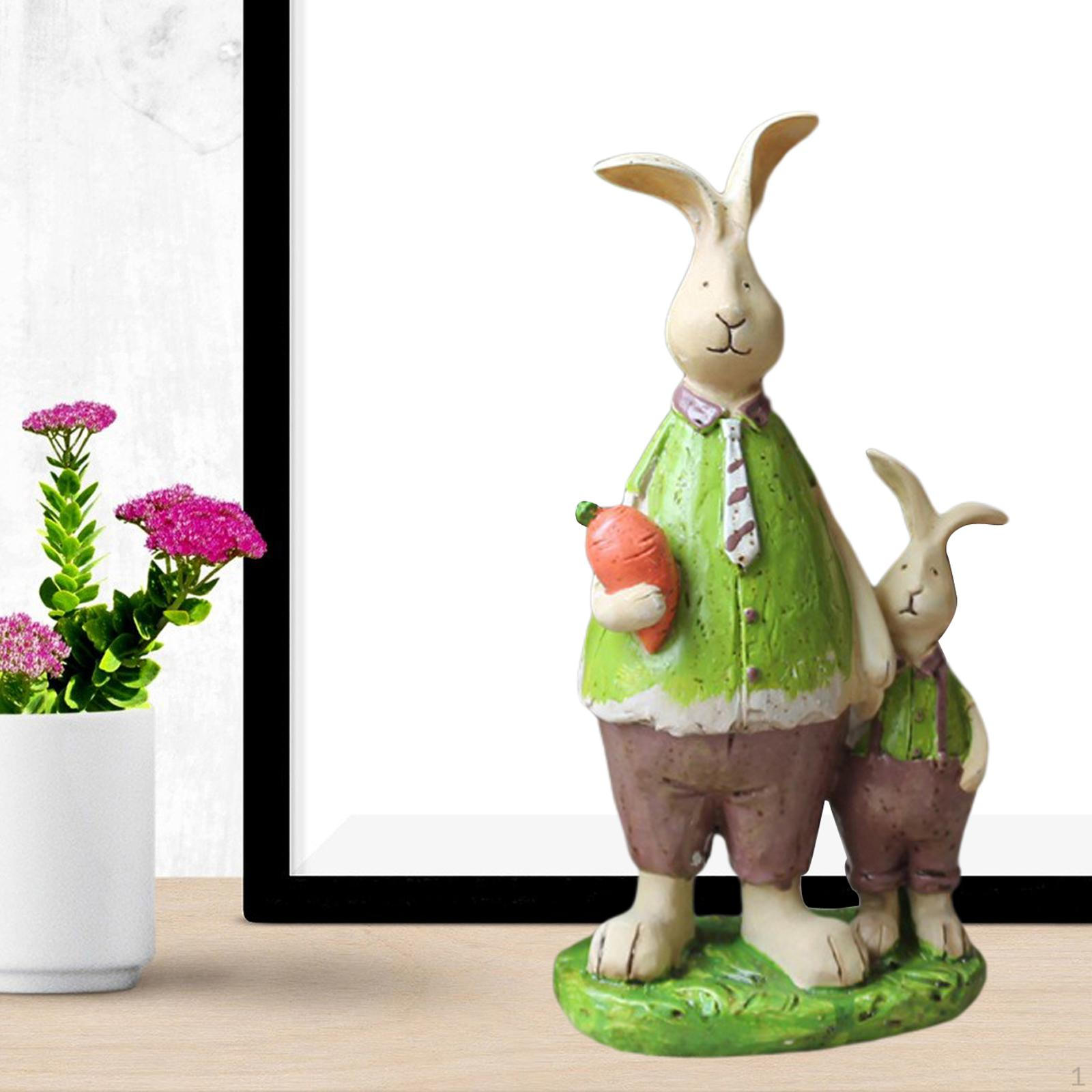 

Statue Animal Sculpture Figurines Standing Bunny Craft Ornament for Easter Yard Desktop Holiday B