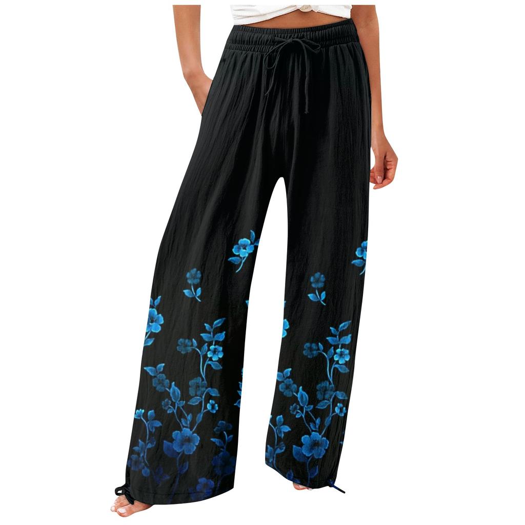 Pants For Women Flowy Summer High Waisted Wide Leg Print Pant Casual Pants