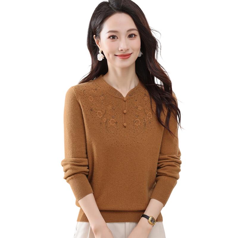 Hengyuanxiang Women's 100% Wool Jacquard Knit Sweater